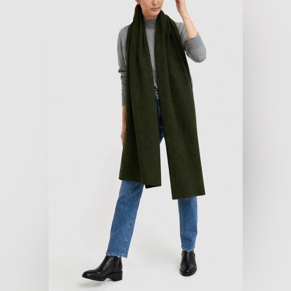 NEW Quince Mongolian Cashmere Wrap - Forest Green - Picture 3 of 4